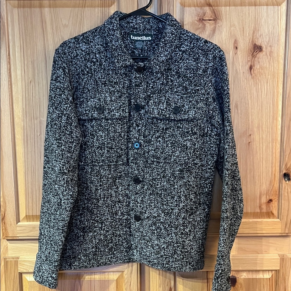 tunellus Men’s Black and White Shirt Jacket EUC